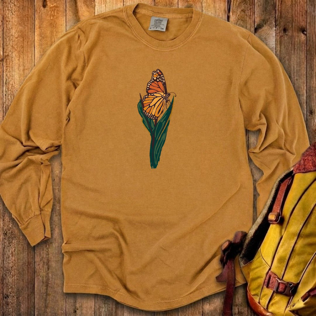 Painted Monarch Butterfly Cotton Long Sleeve