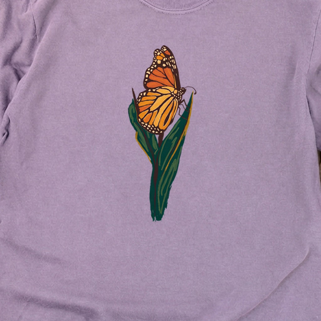 Painted Monarch Butterfly Cotton Long Sleeve