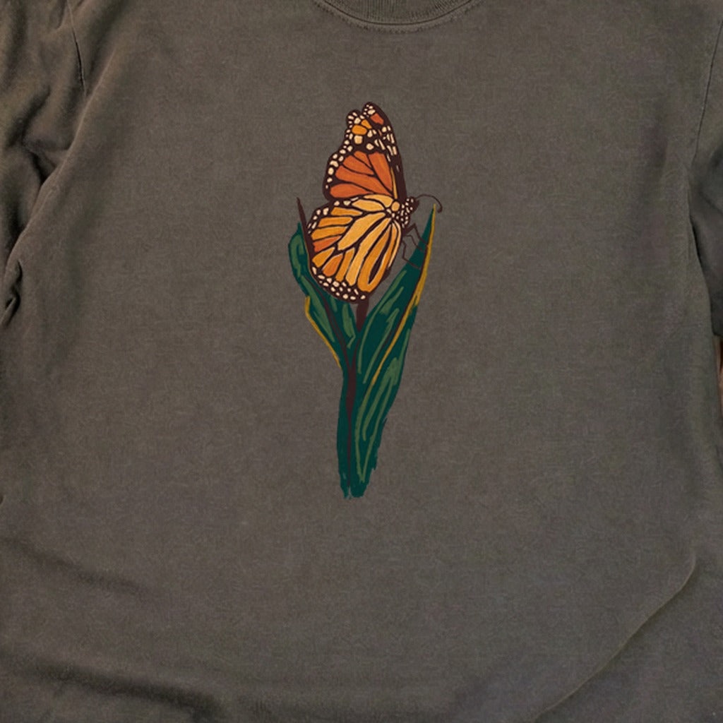 Painted Monarch Butterfly Cotton Long Sleeve
