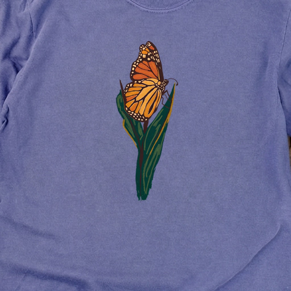 Painted Monarch Butterfly Cotton Long Sleeve