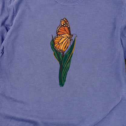 Painted Monarch Butterfly Cotton Long Sleeve