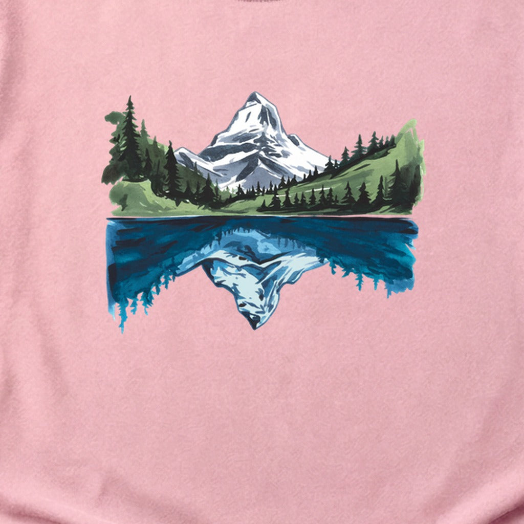 Painted Mountain Lake Reflection Cotton T-Shirt