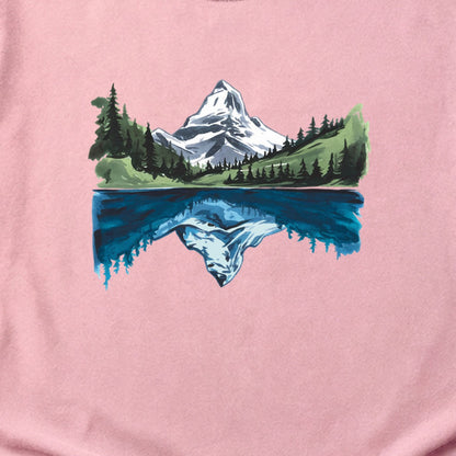 Painted Mountain Lake Reflection Cotton T-Shirt