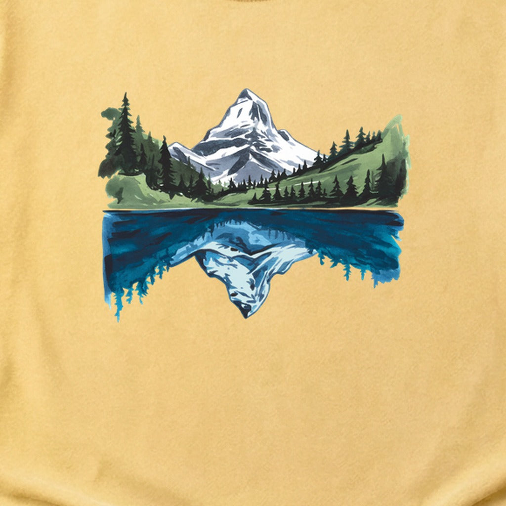 Painted Mountain Lake Reflection Cotton T-Shirt