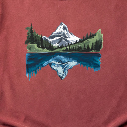 Painted Mountain Lake Reflection Cotton T-Shirt