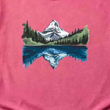 Painted Mountain Lake Reflection Cotton T-Shirt