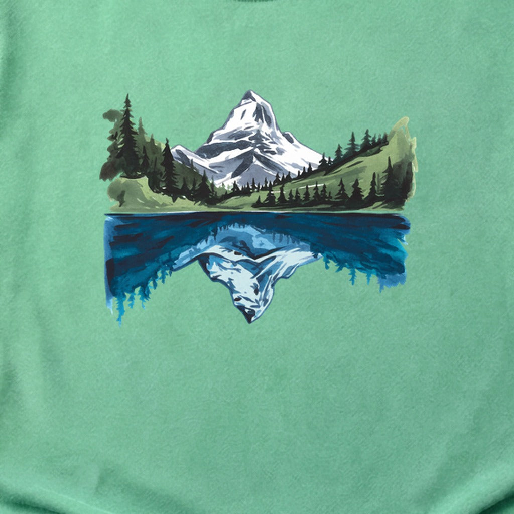 Painted Mountain Lake Reflection Cotton T-Shirt