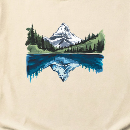Painted Mountain Lake Reflection Cotton T-Shirt
