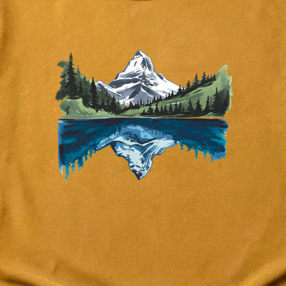 Painted Mountain Lake Reflection Cotton T-Shirt