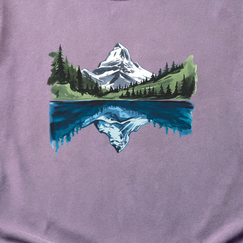 Painted Mountain Lake Reflection Cotton T-Shirt
