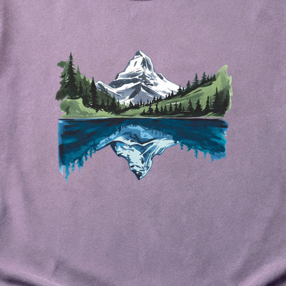 Painted Mountain Lake Reflection Cotton T-Shirt