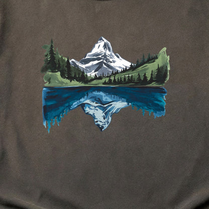 Painted Mountain Lake Reflection Cotton T-Shirt