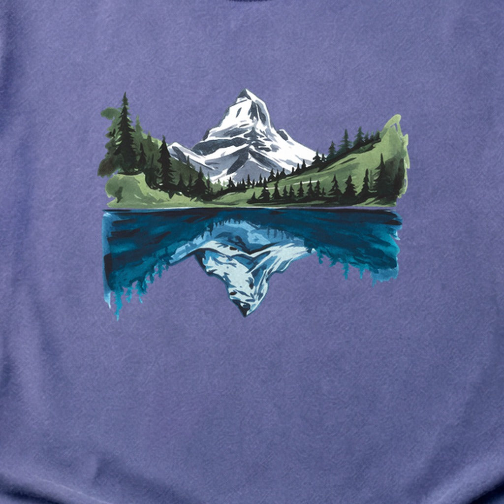Painted Mountain Lake Reflection Cotton T-Shirt