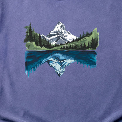 Painted Mountain Lake Reflection Cotton T-Shirt