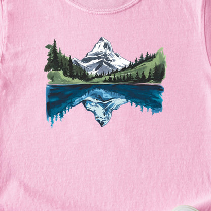 Painted Mountain Lake Reflection Kids Cotton T-Shirt