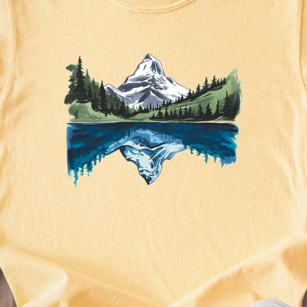 Painted Mountain Lake Reflection Kids Cotton T-Shirt