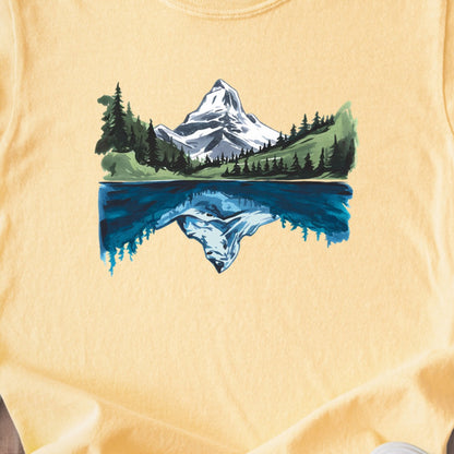 Painted Mountain Lake Reflection Kids Cotton T-Shirt