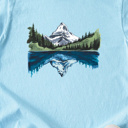 Painted Mountain Lake Reflection Kids Cotton T-Shirt