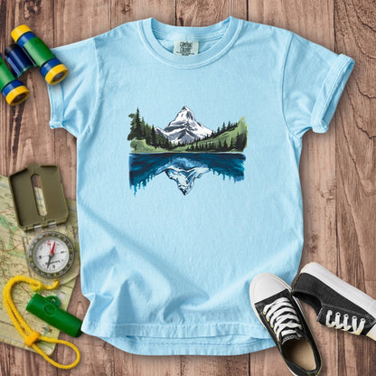 Painted Mountain Lake Reflection Kids Cotton T-Shirt