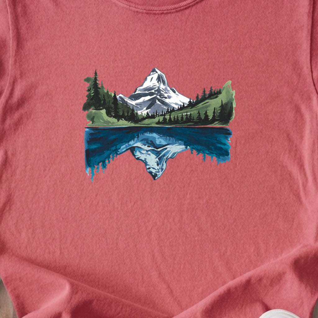 Painted Mountain Lake Reflection Kids Cotton T-Shirt