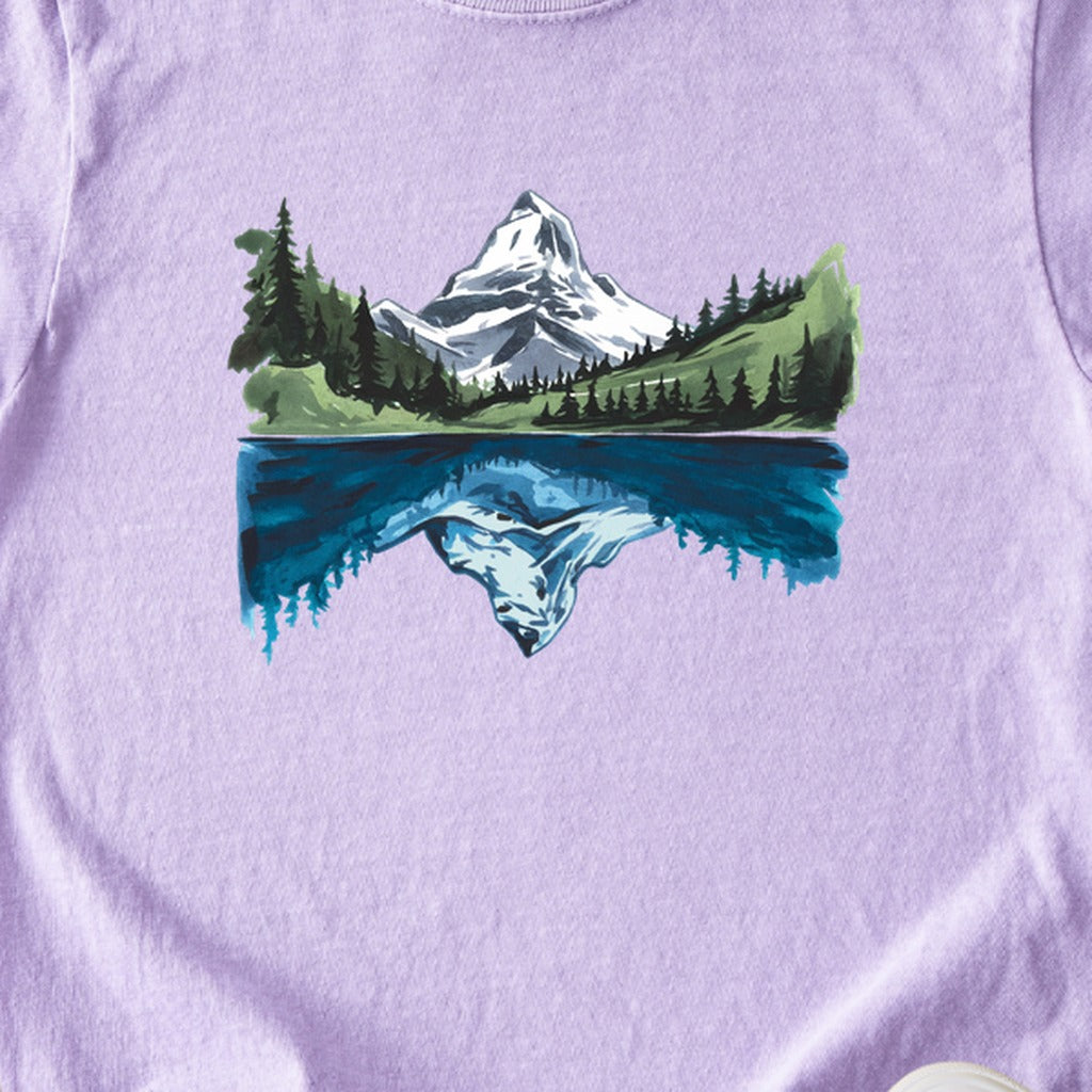 Painted Mountain Lake Reflection Kids Cotton T-Shirt