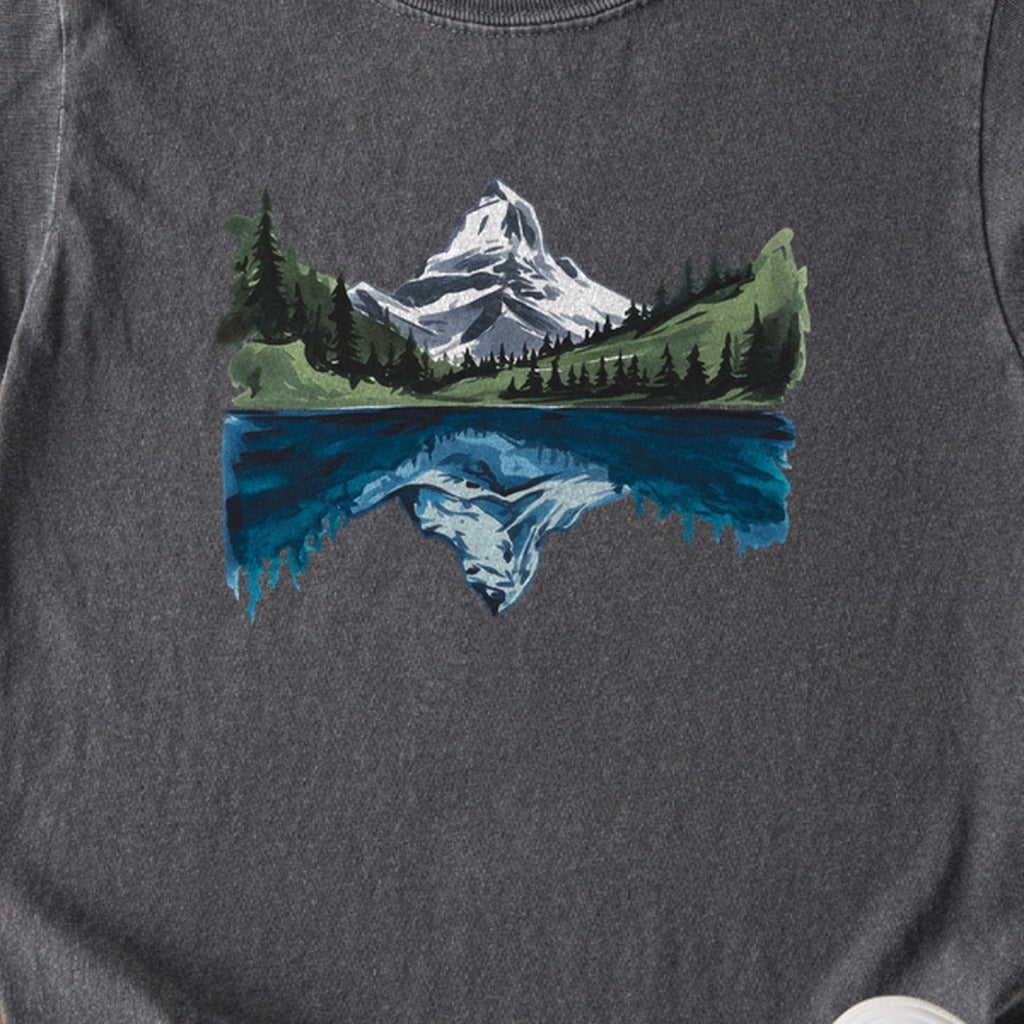 Painted Mountain Lake Reflection Kids Cotton T-Shirt