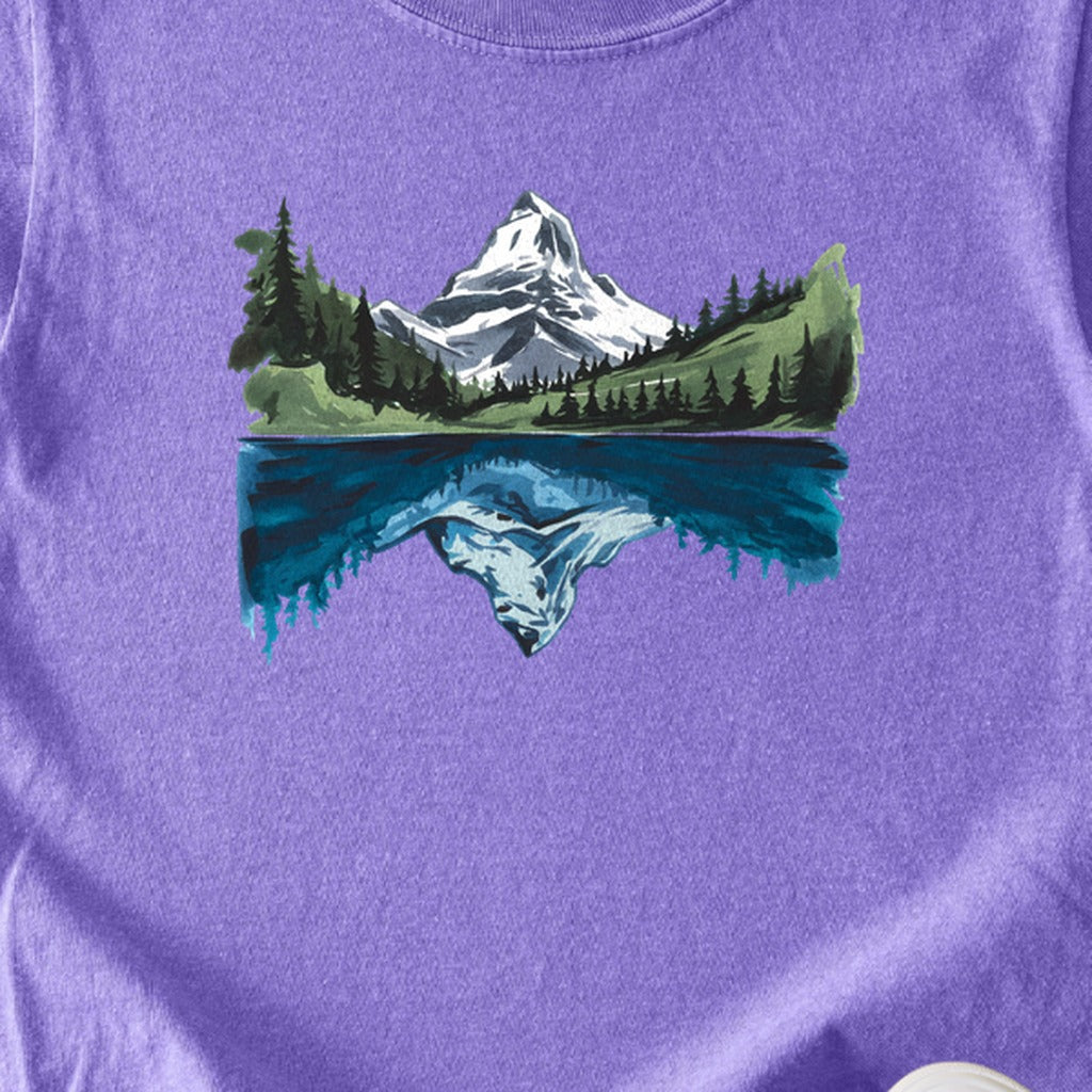 Painted Mountain Lake Reflection Kids Cotton T-Shirt