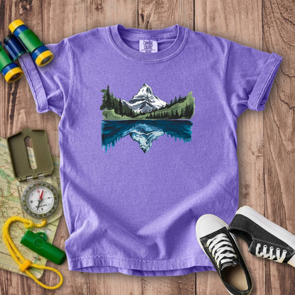 Painted Mountain Lake Reflection Kids Cotton T-Shirt