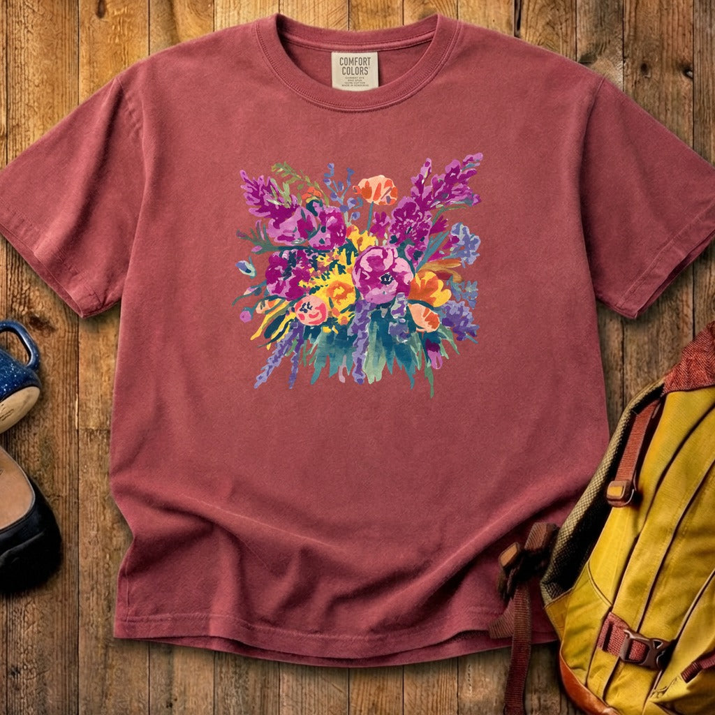 Painted Wildflower Bouquet Cotton T-Shirt