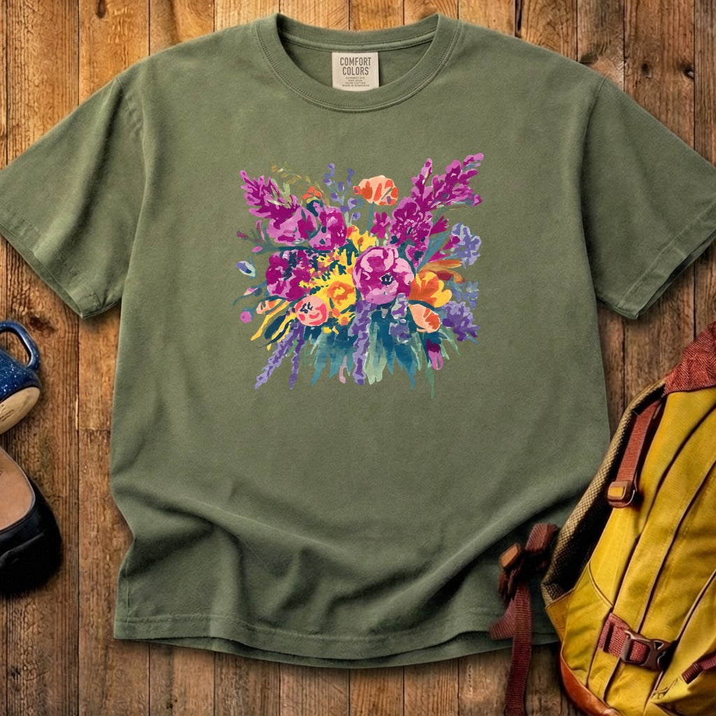 Painted Wildflower Bouquet Cotton T-Shirt