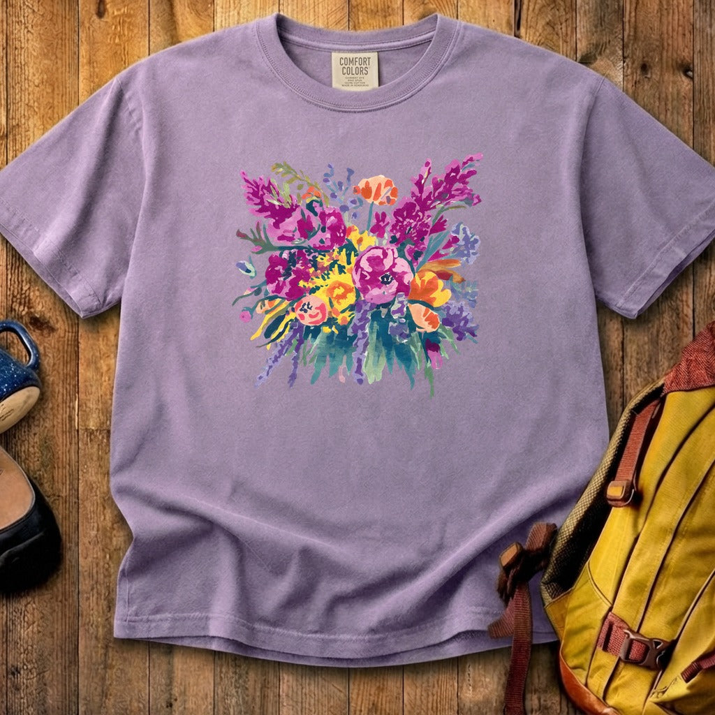 Painted Wildflower Bouquet Cotton T-Shirt