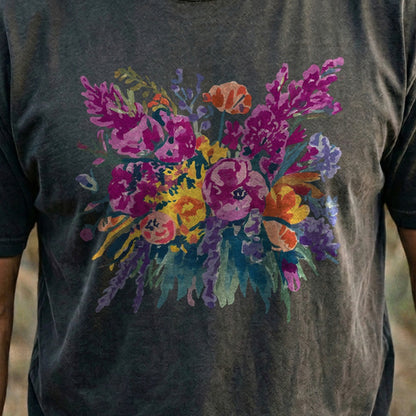 Painted Wildflower Bouquet Cotton T-Shirt