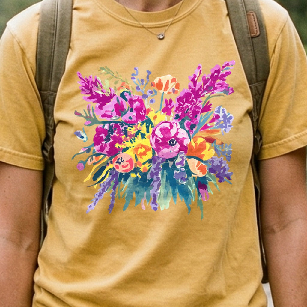 Painted Wildflower Bouquet Cotton T-Shirt