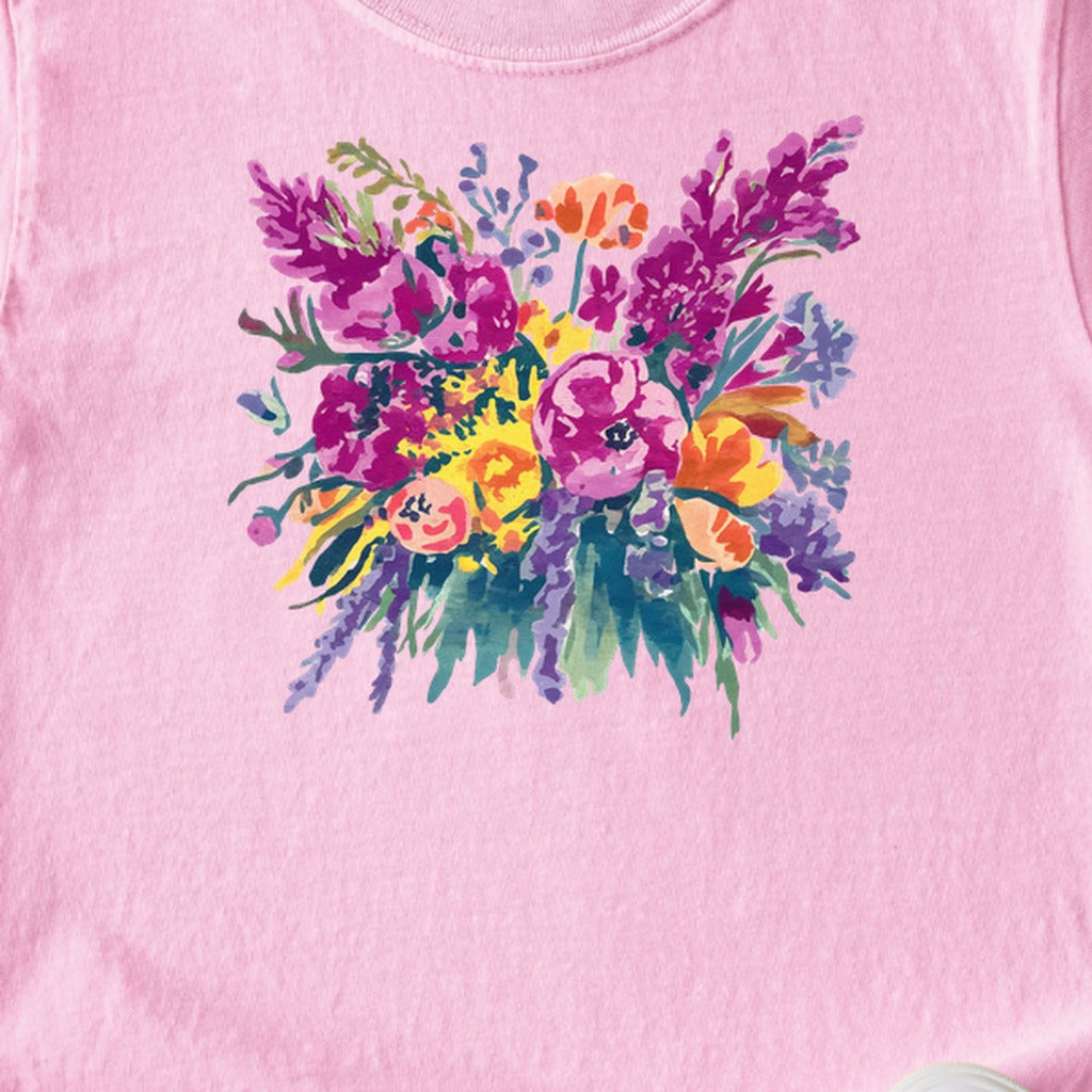 Painted Wildflower Bouquet Kids Cotton T-Shirt