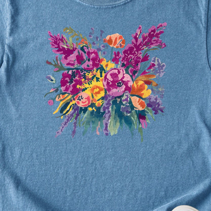 Painted Wildflower Bouquet Kids Cotton T-Shirt
