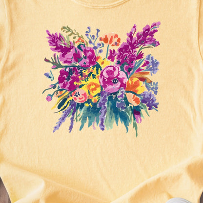 Painted Wildflower Bouquet Kids Cotton T-Shirt