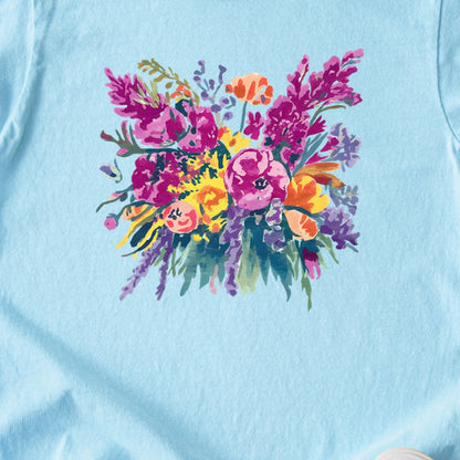 Painted Wildflower Bouquet Kids Cotton T-Shirt