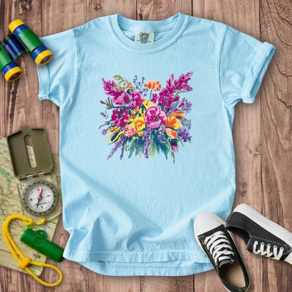 Painted Wildflower Bouquet Kids Cotton T-Shirt