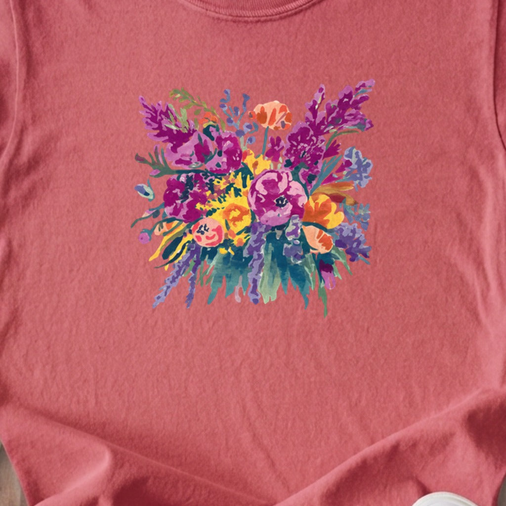 Painted Wildflower Bouquet Kids Cotton T-Shirt