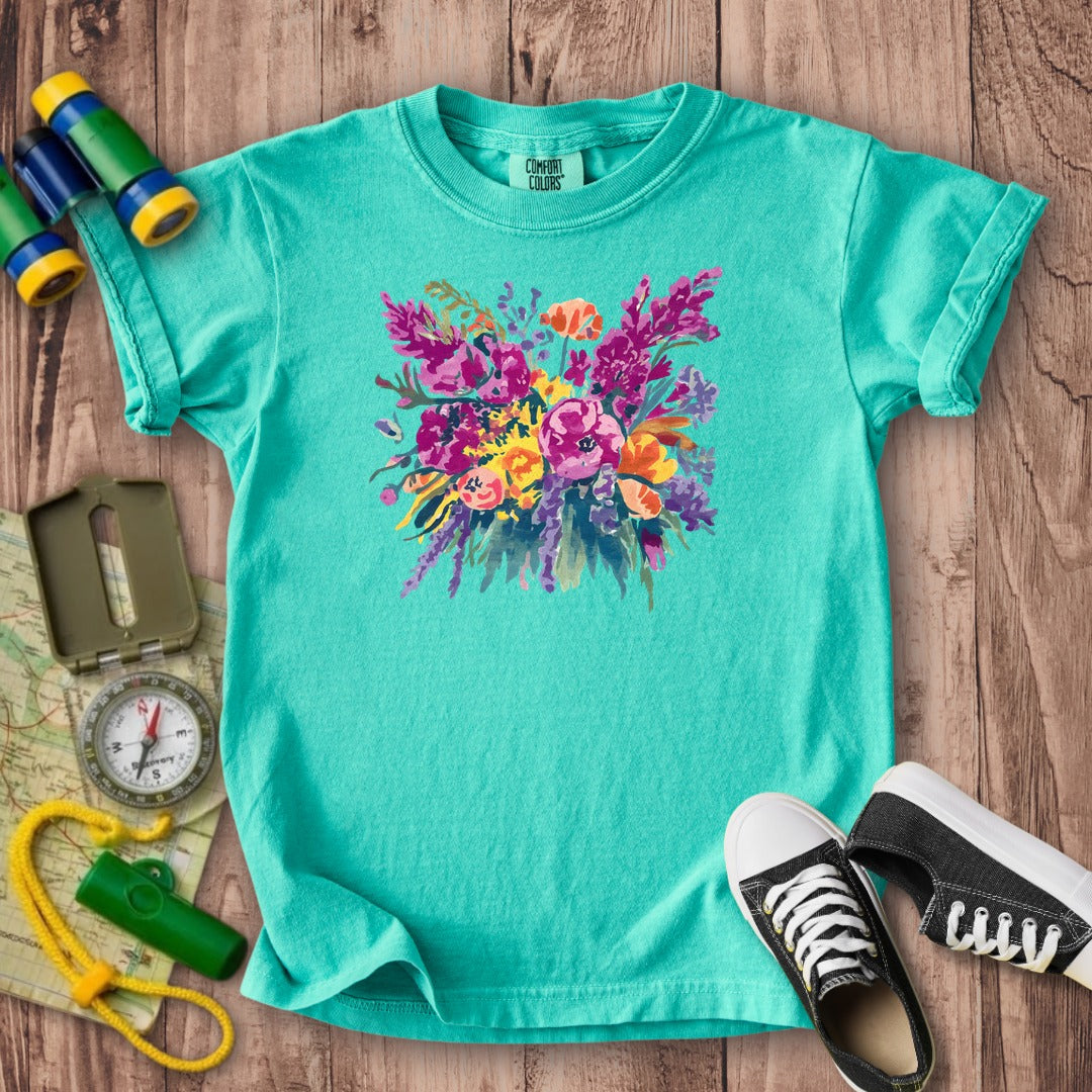 Painted Wildflower Bouquet Kids Cotton T-Shirt