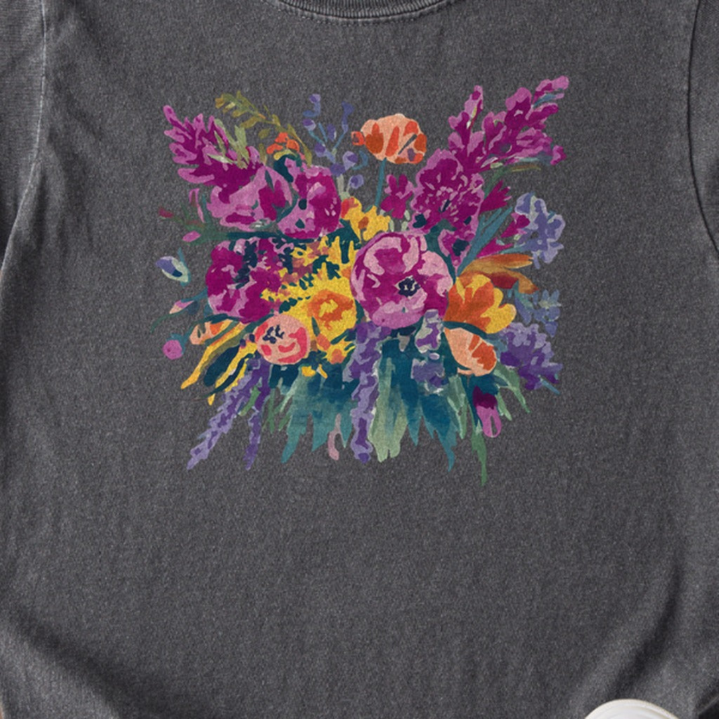 Painted Wildflower Bouquet Kids Cotton T-Shirt