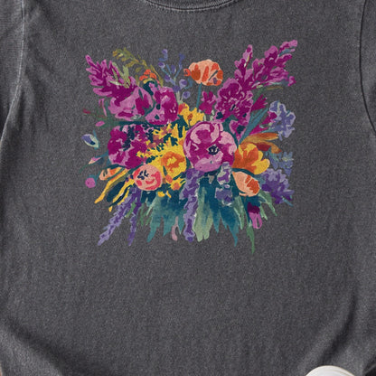Painted Wildflower Bouquet Kids Cotton T-Shirt