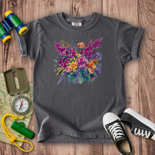 Painted Wildflower Bouquet Kids Cotton T-Shirt