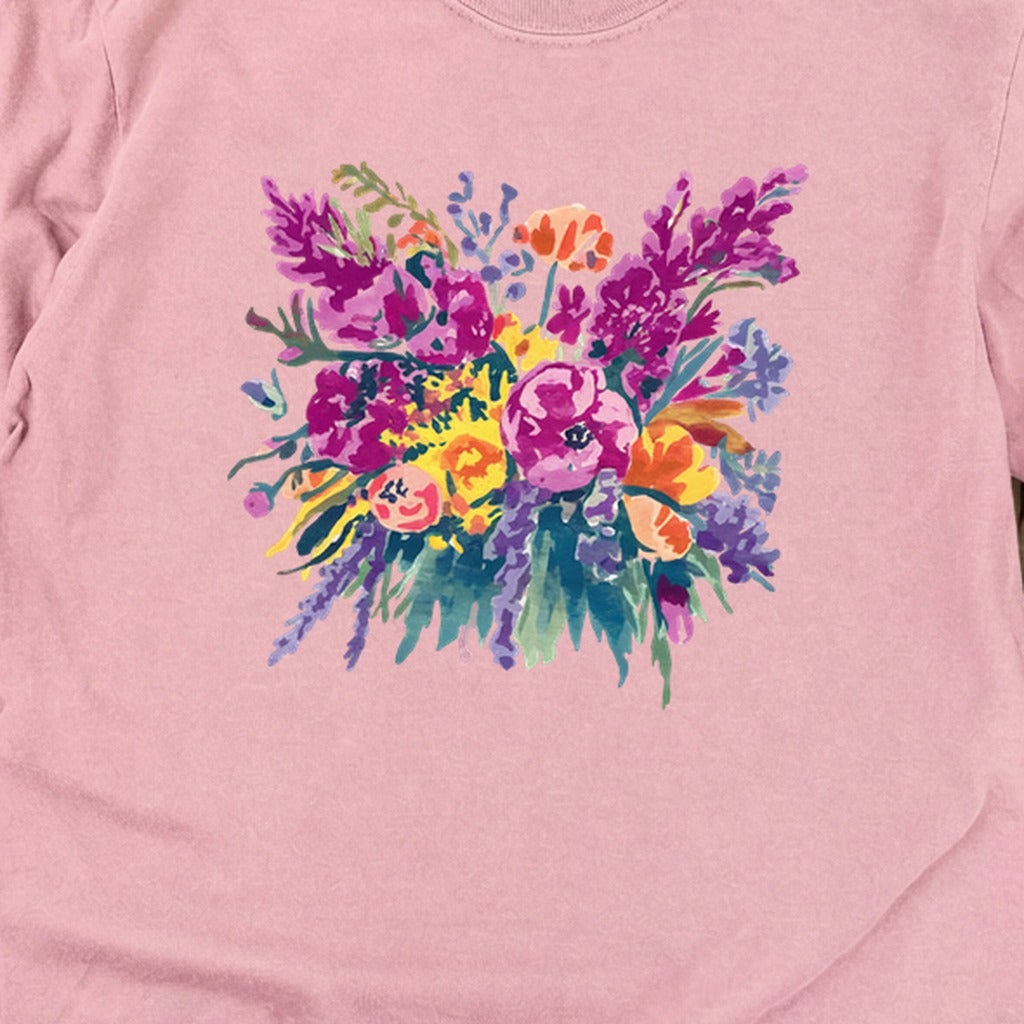 Painted Wildflower Bouquet Cotton Long Sleeve