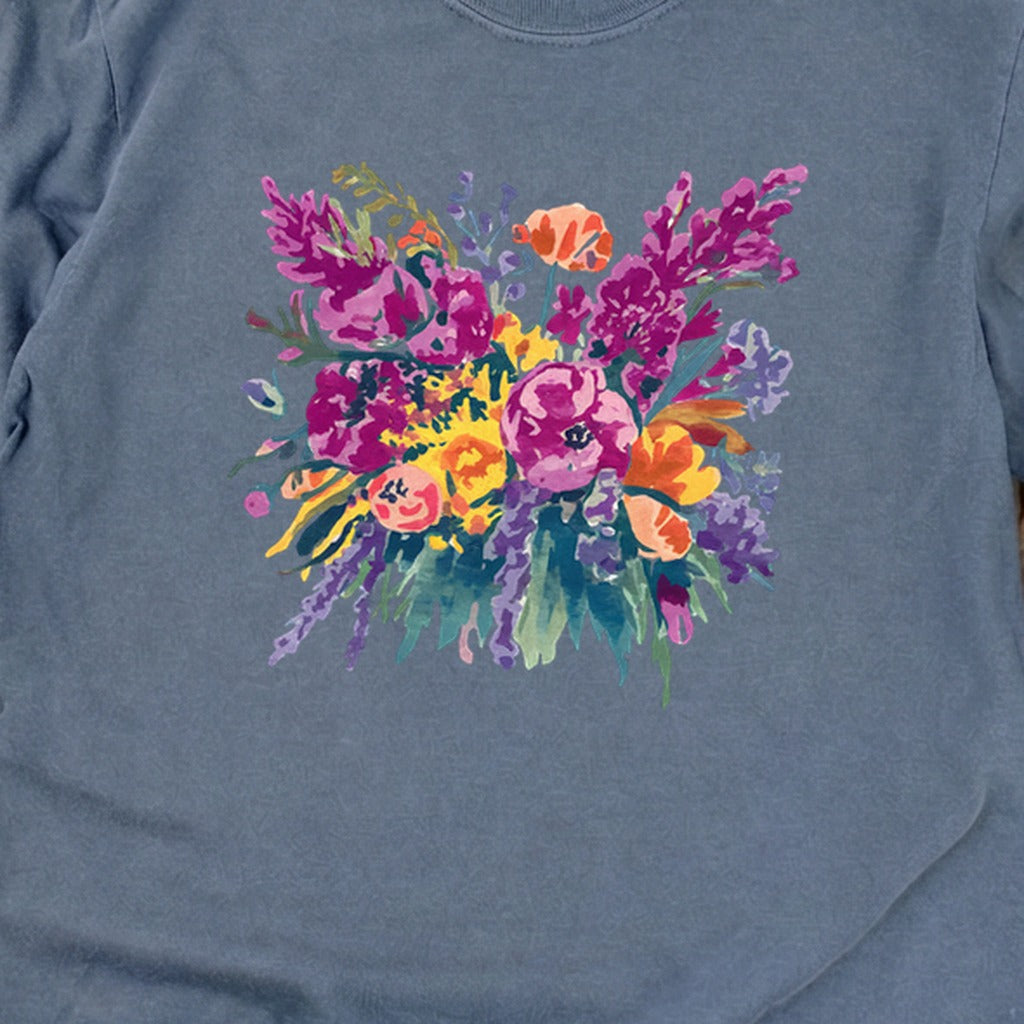 Painted Wildflower Bouquet Cotton Long Sleeve