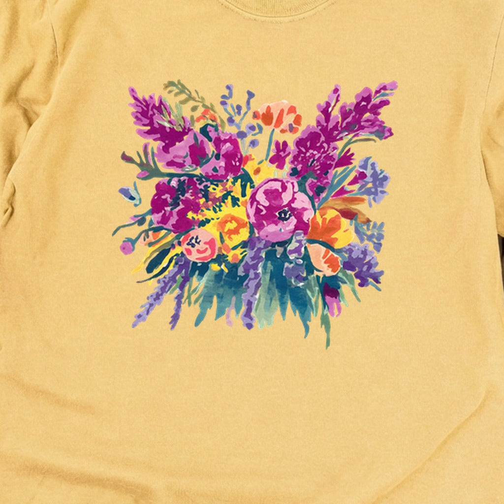 Painted Wildflower Bouquet Cotton Long Sleeve