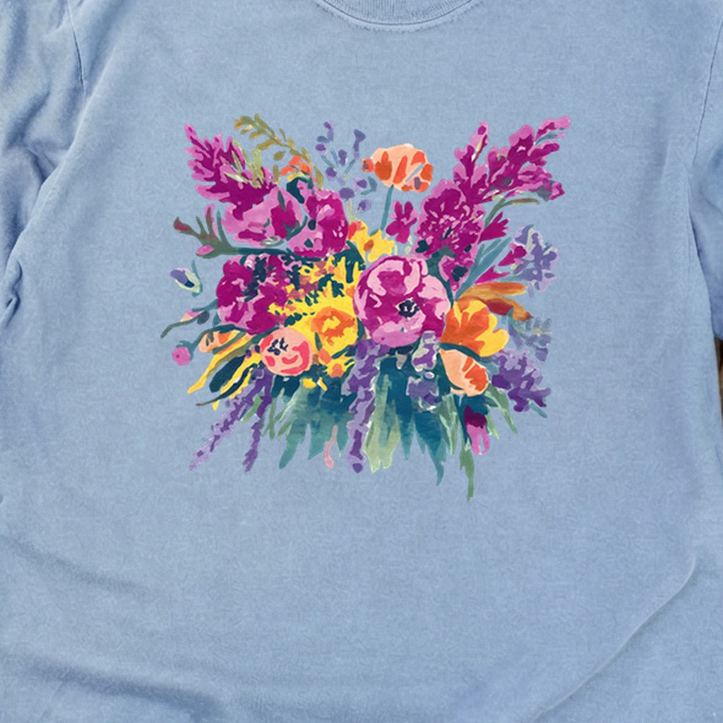 Painted Wildflower Bouquet Cotton Long Sleeve