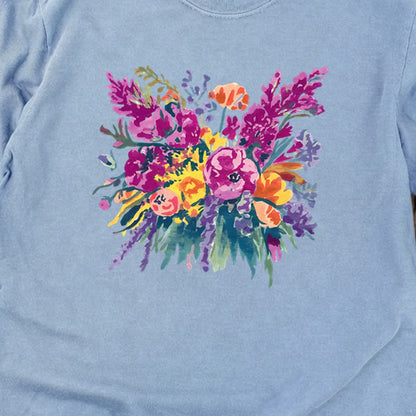 Painted Wildflower Bouquet Cotton Long Sleeve