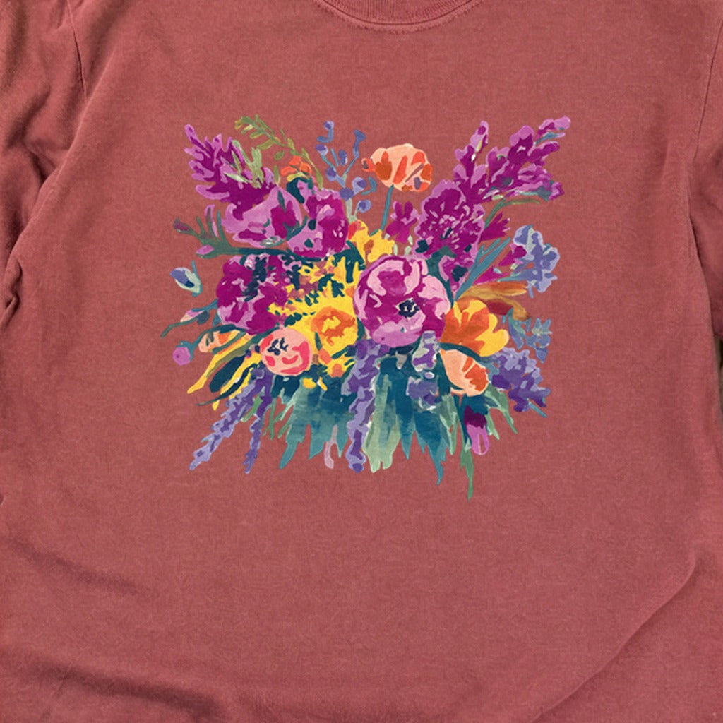 Painted Wildflower Bouquet Cotton Long Sleeve