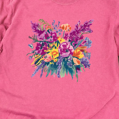 Painted Wildflower Bouquet Cotton Long Sleeve